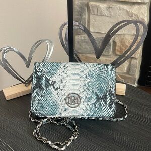 Badgley Mischka Small Studio Snake Print Crossbody in Blue